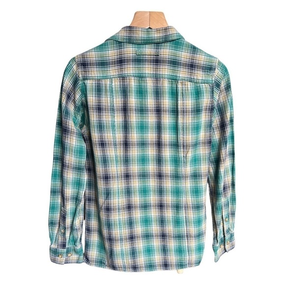Duluth Trading Co. Women’s Teal Plaid Cotton Flannel Button Down Shirt, XS - Picture 2 of 8